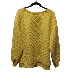 Anthropologie SUNDAY IN BROOKLYN Yellow Quilted Sweater Top Pullover M Medium